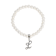 White Faux Pearl Bead Initial Charm Stretch Bracelet