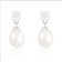 White Freshwater Pearl And White Topaz Drop Earrings In Sterling Silver