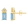 6x4mm Emerald Cut Aquamarine with Diamond Accents 14k Yellow Gold Stud Earrings