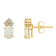6x4mm Oval Opal with Diamond Accents 14k Yellow Gold Stud Earrings