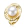 Pear Shape Freshwater Pearl Hammered Band Ring In 14K Gold Over Sterling Silver