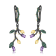 Amethyst and Nanocrystal Black Rhodium Over Sterling Silver Leaf Earrings