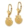 14k Yellow Gold 2D Beaded Textured Scallop Shell Dangle Earrings