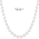 18" White Freshwater Pearl Necklace & Earrings, 7–7.5mm,
Rhodium Silver