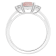 8x6mm Emerald Cut Rose Quartz And White Topaz Rhodium Over Sterling
Silver 3-Stone Ring