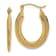 14k Yellow Gold Textured 1" Stamped Oval Hoop Earrings