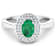 0.86ctw Green Emerald and Diamond 14K White Gold Halo Ring