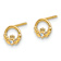 14k Yellow Gold Cubic Zirconia 6.8mm Claddagh Stud Earrings