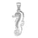 Rhodium Over Sterling Silver Polished Crystal Seahorse Pendant