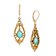 Teal Teardrop Drop Earrings In Gold Tone