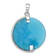 Rhodium Over Sterling Silver Blue Agate Turtle and Reef Round Pendant