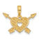 14k Yellow Gold Polished Heart and Arrows Charm