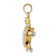 14K Two-tone Gold  3D Textured Land Turtle with Moveable Head Charm