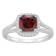 7mm Cushion Garnet 1/4 ctw Diamond Rhodium Over Sterling Silver Halo Ring