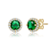 Emerald Color CZ Halo Stud Earrings In 14K Gold Over Brass