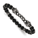 Stainless Steel Antique White Bronze Dragon Agate/Onyx Stretch 7.5-inch Bracelet