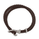Brown Braided Leather and Stainless Steel Polished 8-inch Bracelet