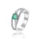 Round Emerald with White Sapphire Accents Sterling Silver Crossover Open
Design Ring, 0.65ctw