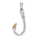 Rhodium Over Sterling Silver 3D Fish Hook with 14k Yellow Gold Accent Pendant