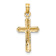 14k Yellow Gold Polished Cross with Stripped Border Pendant