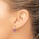 Rhodium Over 14K White Gold Lab Created Pink Sapphire and Diamond Heart Earrings