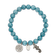 Stainless Steel Antiqued and Polished Seahorse Blue Dyed Jade Stretch Bracelet