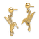 14k Yellow Gold Textured Hummingbird Dangle Earrings