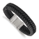 Black Leather and Stainless Steel Brushed 8.5-inch Bracelet