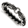 Stainless Steel Antiqued and Polished Dragon Head Black Leather Bracelet