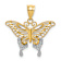 14k Two-tone Gold  Diamond-Cut Butterfly Pendant