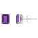 8x6mm Rectangular Octagonal Amethyst Rhodium Over Sterling Silver Stud Earrings