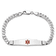Rhodium Over 14k White Gold Medical Soft Diamond Shape Red Enamel Flat
Curb Link ID Bracelet