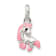 Sterling Silver Polished Pink and Black Enameled Pony Children's Pendant