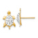 14k Yellow Gold Textured Crystal White Turtle Stud Earrings