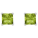 4mm Princess Cut Peridot 14k White Gold Stud Earrings