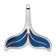 Rhodium Over Sterling Silver Polished Enameled Blue Whale Tail Slide Pendant