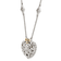 Rhodium Over Sterling Silver with 14K Accent Diamond Vintage Heart Necklace