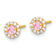 14k Yellow Gold Polished 5.35mm Pink and Clear Cubic Zirconia Stud Earrings