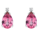 8x5mm Pear Shape Pink Topaz with Diamond Accents 14k White Gold Stud Earrings