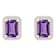 7x5mm Emerald Cut Amethyst And Created White Sapphire 10k Yellow Gold
Halo Stud Earrings