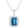 8x6mm Emerald Cut Swiss Blue Topaz and White Topaz Rhodium Over Sterling
Silver Halo Pendant w/Chain