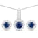 Blue Sapphire And White Topaz Pendant And Earring Set In Sterling Silver