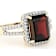 Garnet Emerald Cut And White Zircon Ring In Solid 14K Yellow Gold 3.67ctw