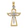 14k Yellow Gold and 14k White Gold Polished Diamond Cross Pendant
