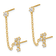 14K Yellow Gold Cubic Zirconia Double Post with Chain Constellation Earrings