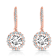 CZ Halo Drop Earrings In 18K Rose Gold Over Sterling Silver