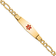 14k Yellow Gold Medical Soft Diamond Shape Red Enamel Figaro Link ID Bracelet