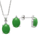 Sterling Silver Jadeite and Cubic Zirconia Pendant and Earring Set