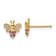 14K Yellow Gold Clear and Red Cubic Zirconia Bee Post Earrings
