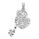 Rhodium Over Sterling Silver Polished Moveable Key with Heart Lock Pendant
